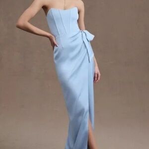 V. Chapman June Corset Front-Slit Gown